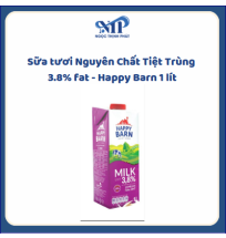 Sữa tươi Nguyên Chất Tiệt Trùng 3.8% fat - Happy Barn 1 lít (CTKM: Mua 1 thùng giảm 2k/hộp)