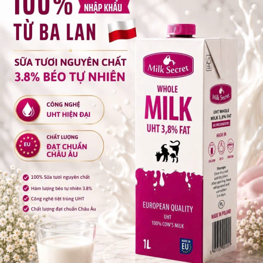 Sữa Tươi Secret 3.8% 1L – Sữa Tươi Nguyên Kem Nhập Khẩu