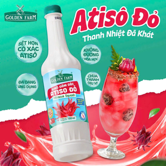Siro ĐẬM ĐẶC Goldenfarm 700ml - Siro Atiso Đỏ