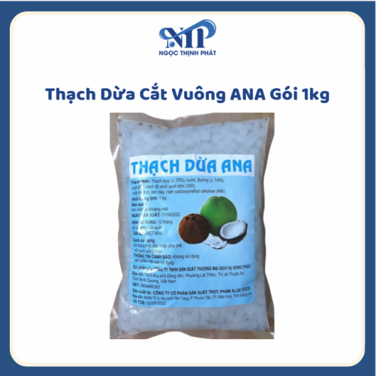 Thạch Dừa Ana Cắt Vuông bịch 1kg (CTKM: Mua 1 thùng giảm 2k/bịch)