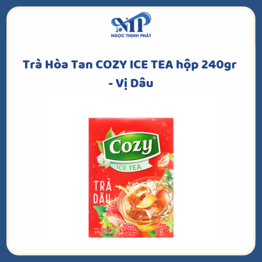 Trà Hoà Tan COZY ICE TEA hộp 240gr - DÂU (CTKM: Mua 1 thùng giảm 1k/hộp)