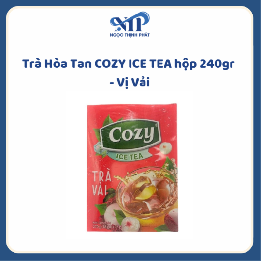 Trà Hoà Tan COZY ICE TEA hộp 240gr - VẢI (CTKM: Mua 1 thùng giảm 1k/hộp)
