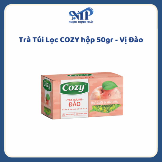 Trà Túi Lọc COZY hộp 50gr - vị ĐÀO (CTKM: Mua 1 thùng giảm 2k/hộp)
