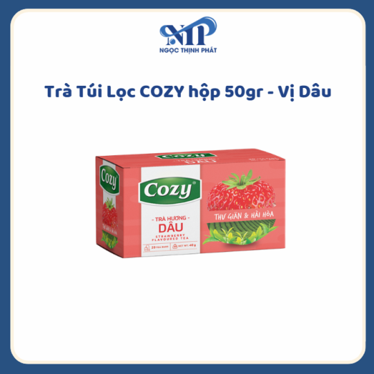 Trà Túi Lọc COZY hộp 50gr - vị Dâu (CTKM: Mua 1 thùng giảm 2k/hộp)