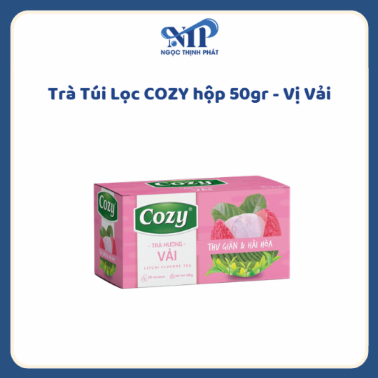 Trà Túi Lọc COZY hộp 50gr - vị Vải (CTKM: Mua 1 thùng giảm 2k/hộp)