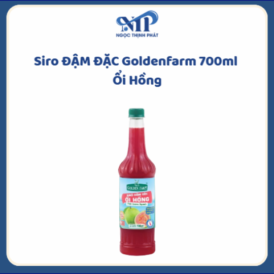 Siro ĐẬM ĐẶC Goldenfarm 700ml - Siro Ổi Hồng (CTKM: Mua 1 thùng giảm 2k/chai, có thể mix)