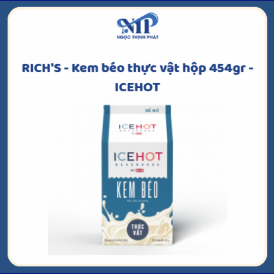 RICH'S - Kem béo thực vật hộp 454gr - ICEHOT (CTKM: Mua 1 thùng giảm 2k/hộp)