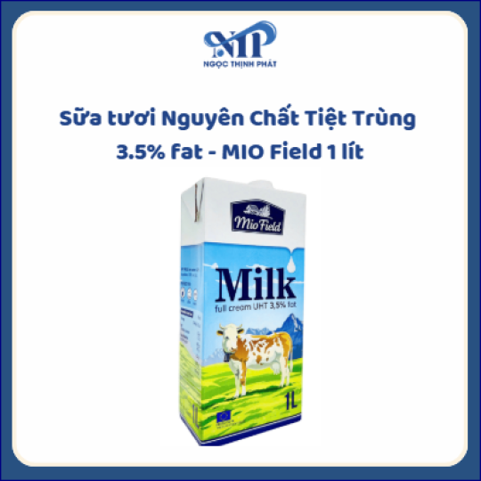 Sữa tươi Nguyên Chất Tiệt Trùng 3.5% fat - MIO Field 1 lít (CTKM: Mua 1 thùng giảm 2k/hộp)