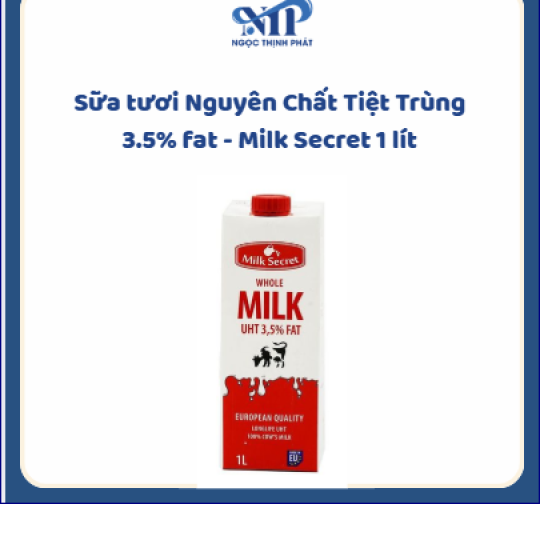 Sữa tươi Nguyên Chất Tiệt Trùng 3.5% fat - Milk Secret 1 lít (CTKM: Mua số lượng càng nhiều giảm càng nhiều, liên hệ shop để biết chi tiết)