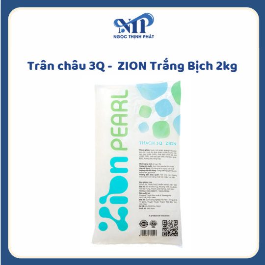 Trân châu 3Q - ZION Trắng bịch 2kg (CTKM: Mua 2 thùng tặng 1 bịch, Có thể mix)
